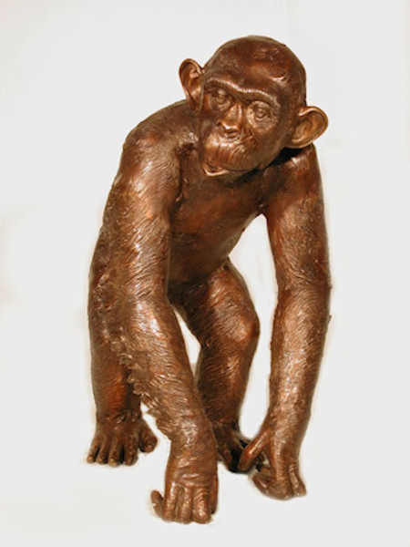 Chimpanzee Bronze Garden Sculpture Monkey life size statue statuary